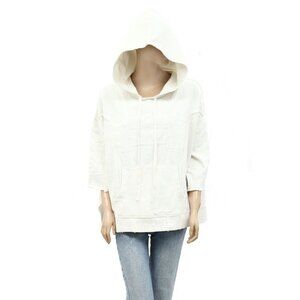 Free People Ribbed Solid Pullover Jacket Top Hoodie Sweatshirt Cotton L 268080